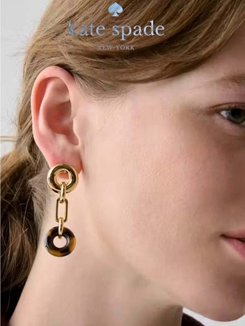 kate spade Gold & Tortoiseshell Drop Link Earrings NWT & Dustbag!